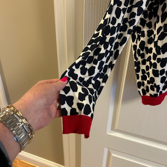 Alfred Dunner Leopard Print Cardigan in Black, White, and Red - Picture 3 of 5